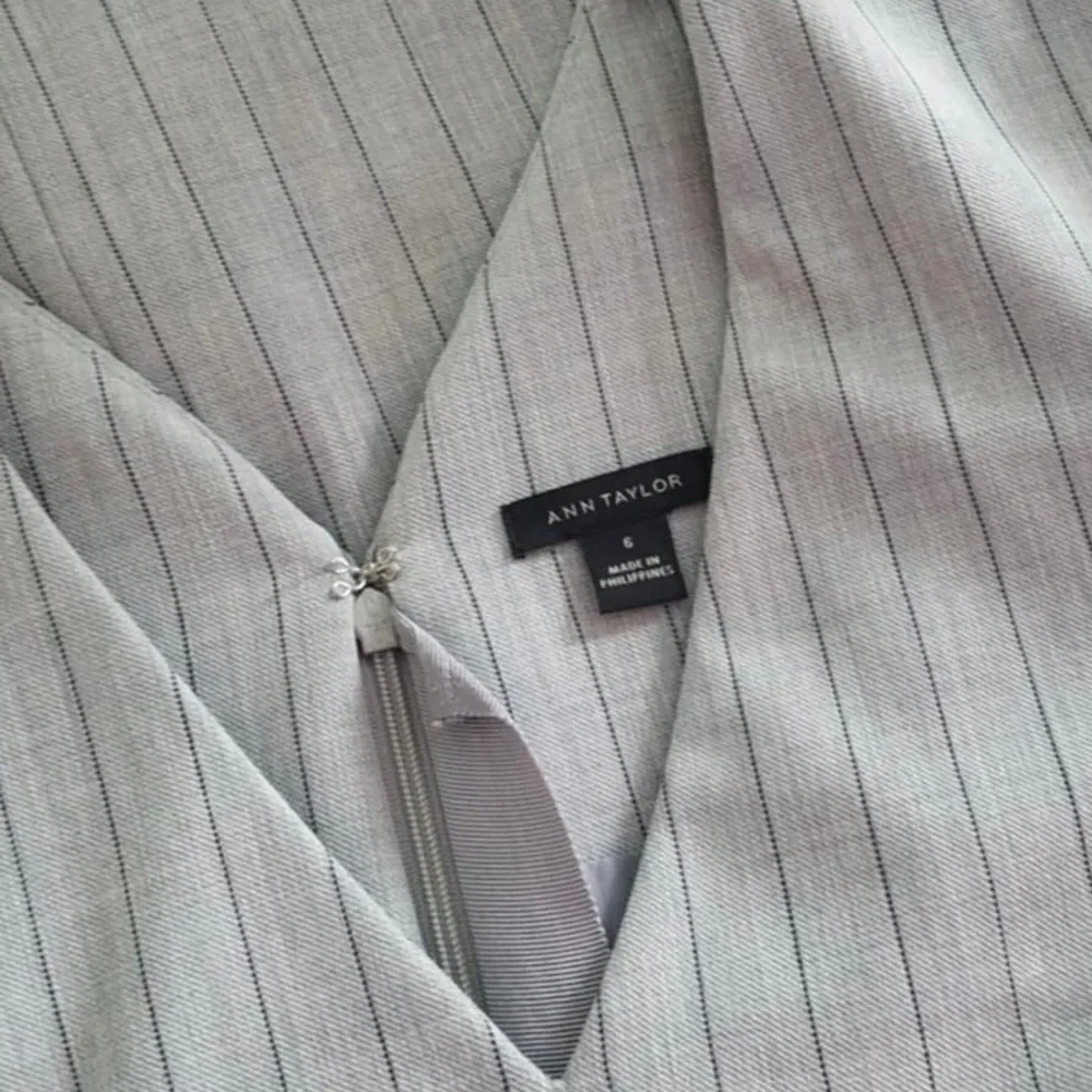 Ann Taylor Gray Pinstripe Midi Dress - Picture 2 of 2